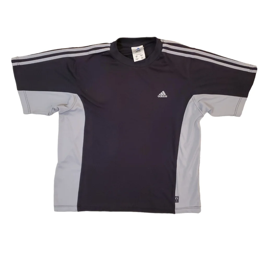 Adidas Men's Black Gray Climalite Performance Short Sleeve T-Shirt Medium‎